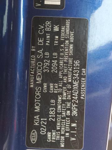 2021 KIA FORTE FE - 3KPF24ADXME343196