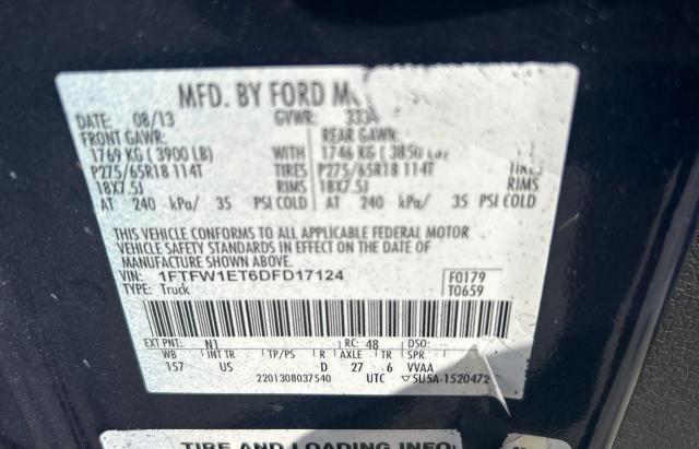 2013 FORD F150 SUPER - 1FTFW1ET6DFD17124