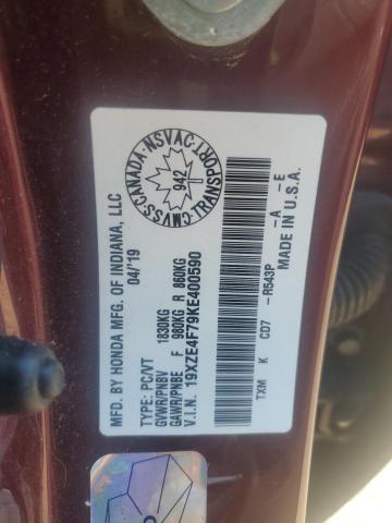 2019 HONDA INSIGHT TO 19XZE4F79KE400590
