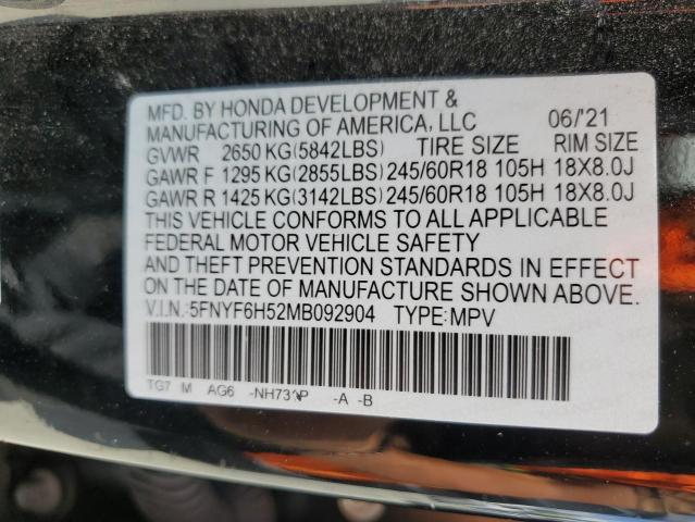 2021 HONDA PILOT EXL #3281458986
