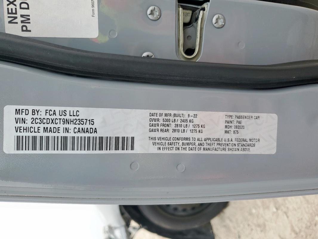 2022 DODGE CHARGER R/ 2C3CDXCT9NH235715
