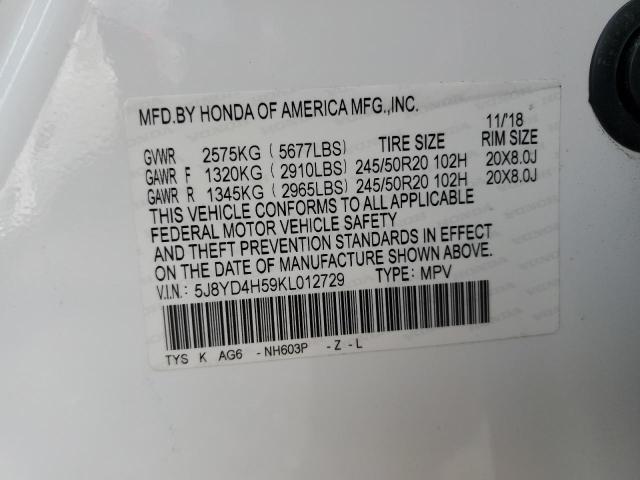 2019 ACURA MDX TECHNO 5J8YD4H59KL012729