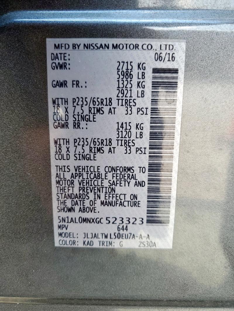 2016 INFINITI QX60 5N1AL0MNXGC523323