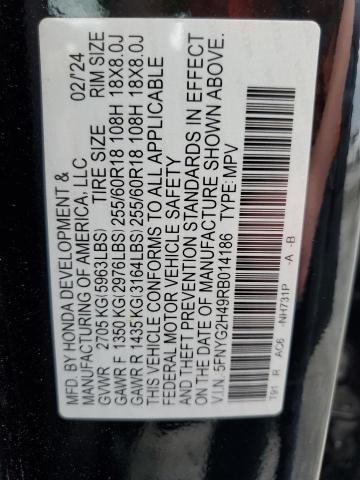 2024 HONDA PILOT EXL 5FNYG2H49RB014186
