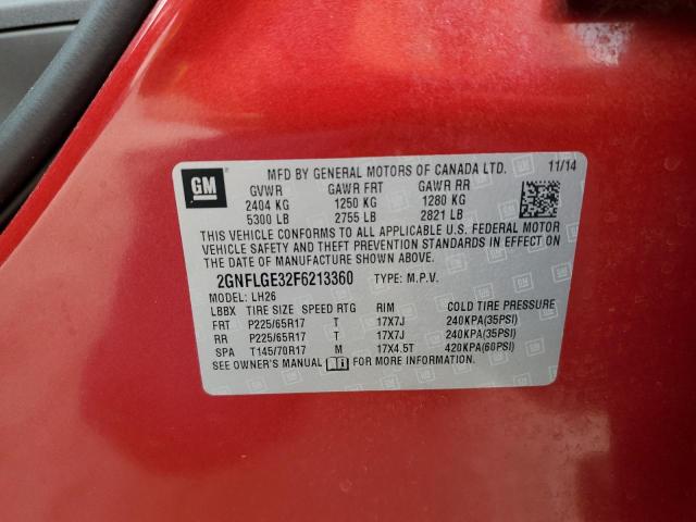2015 CHEVROLET EQUINOX LT 2GNFLGE32F6213360