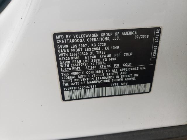 2018 VOLKSWAGEN ATLAS SEL 1V2RR2CA0JC557583