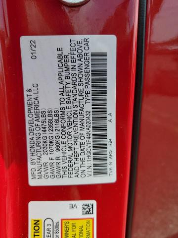 2022 HONDA ACCORD SPORT SE 1HGCV1F44NA020432