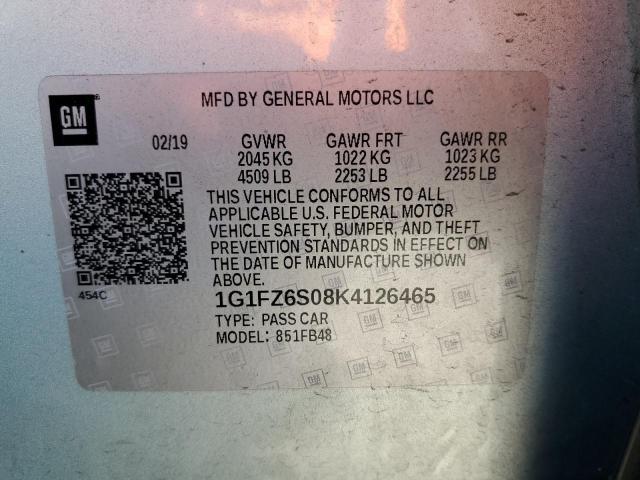 2019 CHEVROLET BOLT EV PR 1G1FZ6S08K4126465