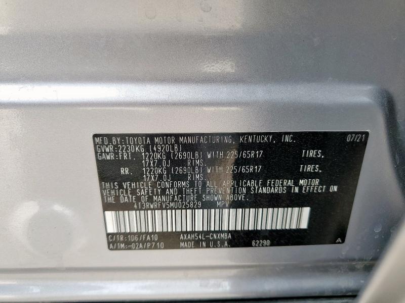 2021 TOYOTA RAV4 XLE 4T3RWRFV5MU025829