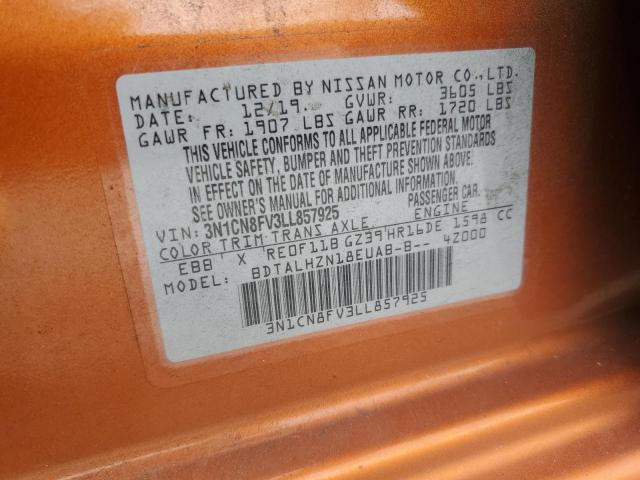 2020 NISSAN VERSA SR 3N1CN8FV3LL857925