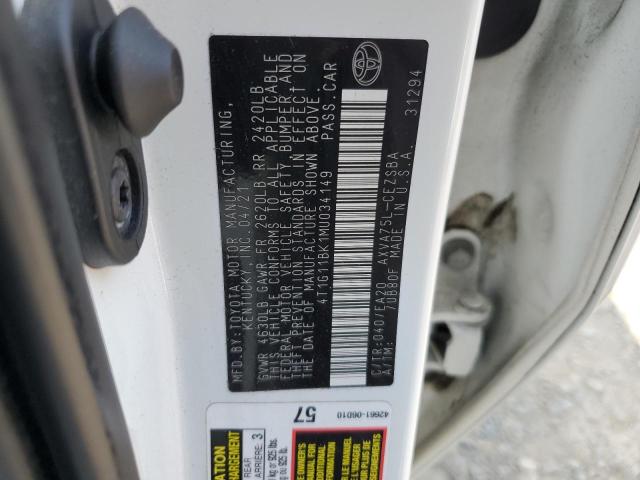2021 TOYOTA CAMRY SE 4T1G11BK1MU034149