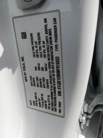 2021 TESLA MODEL 3 5YJ3E1EB0MF915033