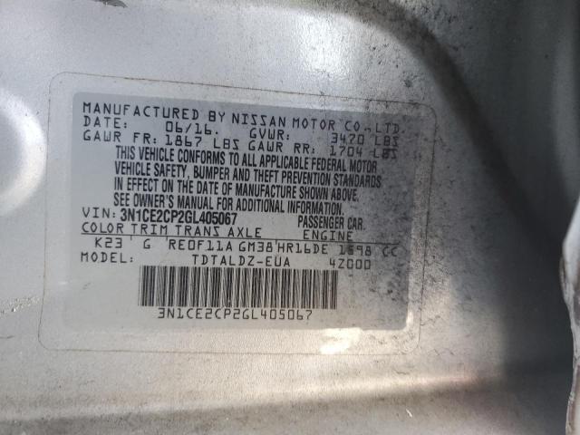 2016 NISSAN VERSA NOTE 3N1CE2CP2GL405067