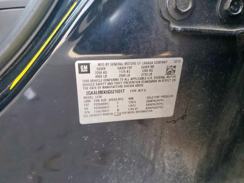 2016 GMC TERRAIN 2GKALMEK6G6216017