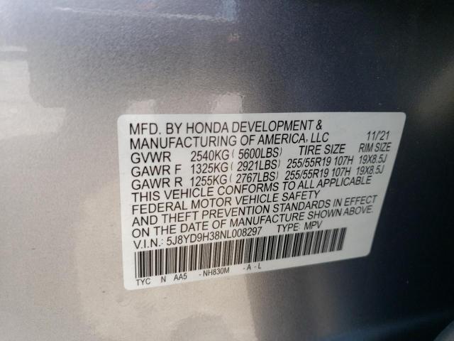 2022 ACURA MDX 5J8YD9H38NL008297