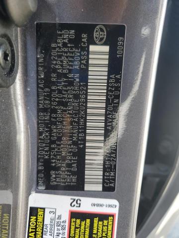 2019 TOYOTA CAMRY L 4T1B11HK2KU296521