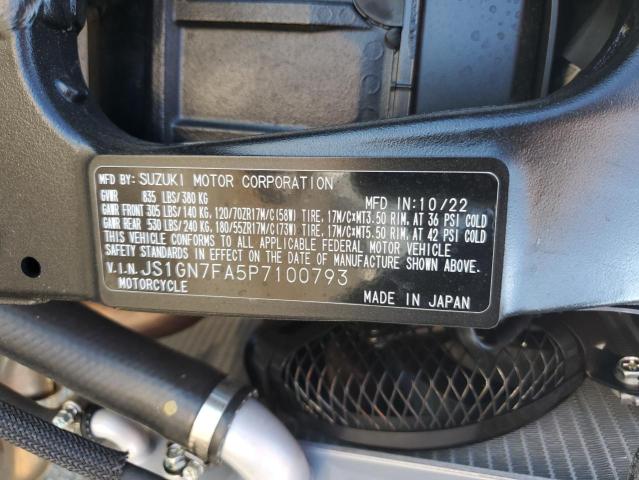 2023 SUZUKI GSX-R600 JS1GN7FA5P7100793