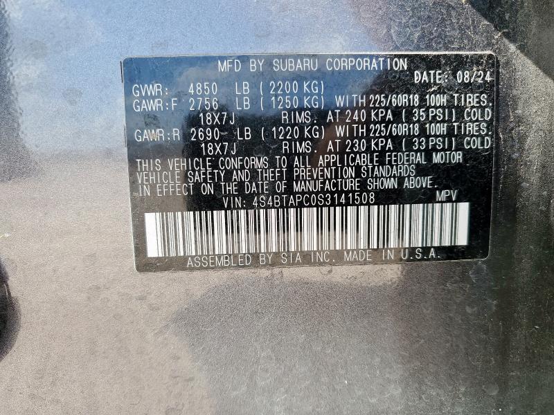 2025 SUBARU OUTBACK TOURING 4S4BTAPC0S3141508