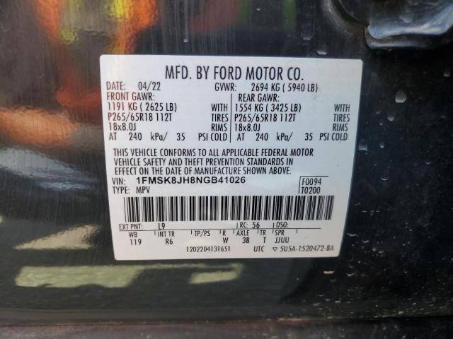 2022 FORD EXPLORER T 1FMSK8JH8NGB41026