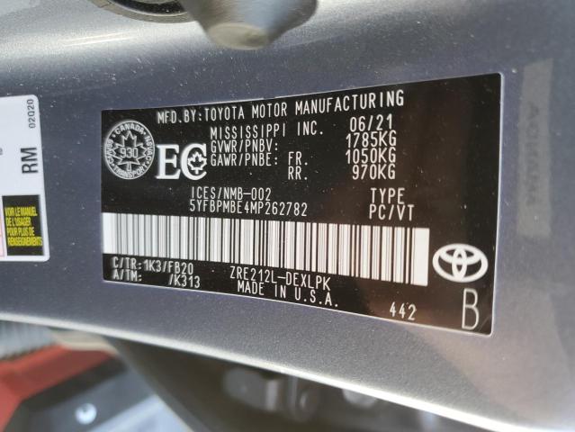 2021 TOYOTA COROLLA LE - 5YFBPMBE4MP262782