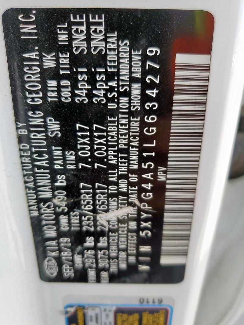 2020 KIA SORENTO 5XYPG4A51LG634279
