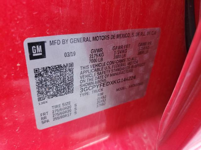 2019 CHEVROLET SILVERADO - 3GCPYFEDXKG144224