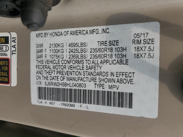 2017 HONDA CR-V EX 5J6RW2H58HL040803