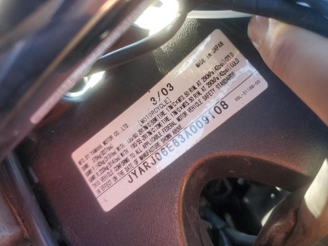 2003 YAMAHA YZFR6 L JYARJ06E63A009108