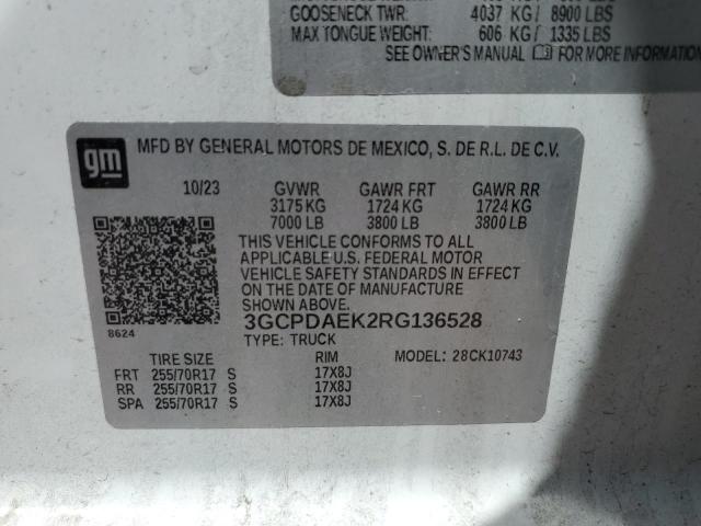 2024 CHEVROLET SILVERADO K1500 3GCPDAEK2RG136528
