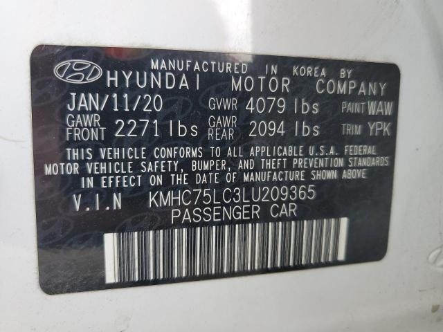 2020 HYUNDAI IONIQ SE KMHC75LC3LU209365