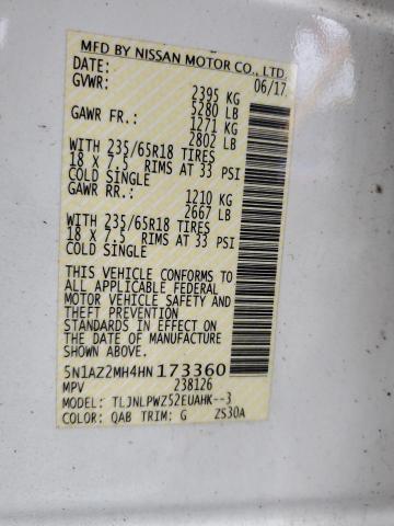 2017 NISSAN MURANO S 5N1AZ2MH4HN173360