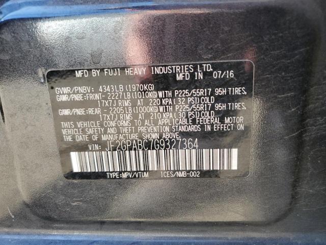 2016 SUBARU CROSSTREK PREMIUM JF2GPABC7G9327364
