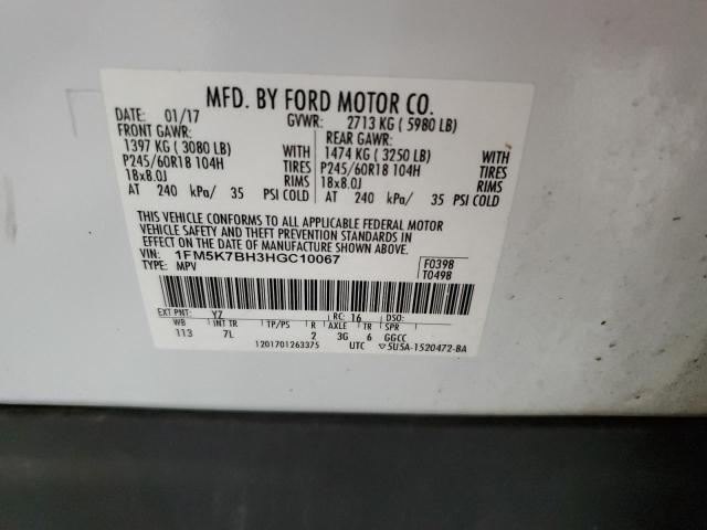 2017 FORD EXPLORER 1FM5K7BH3HGC10067