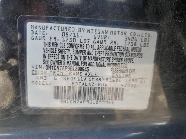 2016 NISSAN VERSA S 3N1CN7AP9GL899945