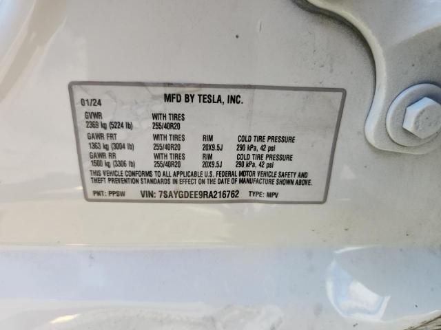 2024 TESLA MODEL Y 7SAYGDEE9RA216762