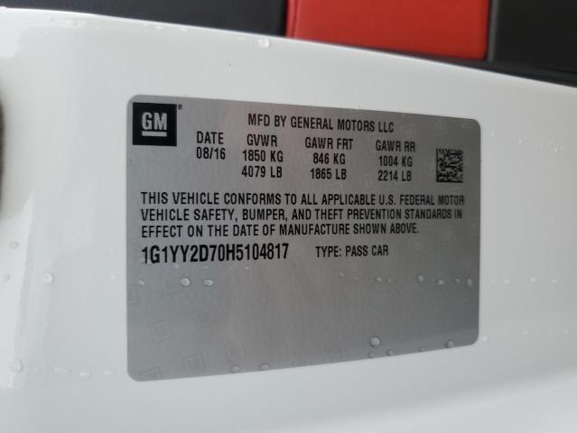 2017 CHEVROLET CORVETTE G 1G1YY2D70H5104817