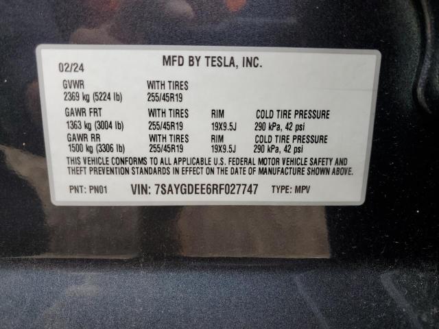 2024 TESLA MODEL Y - 7SAYGDEE6RF027747