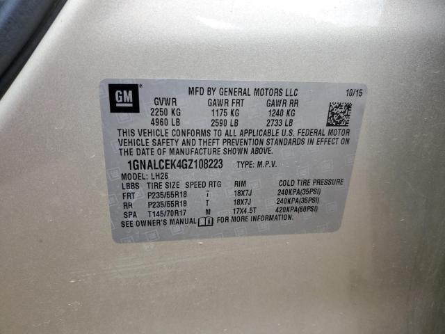 2016 CHEVROLET EQUINOX LT 1GNALCEK4GZ108223