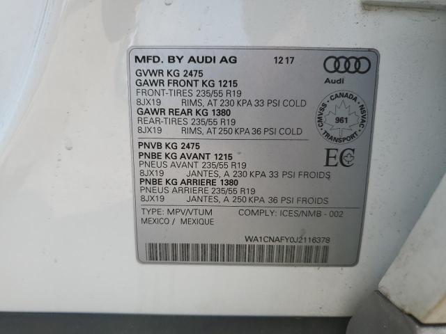 2018 AUDI Q5 PRESTIG WA1CNAFY0J2116378