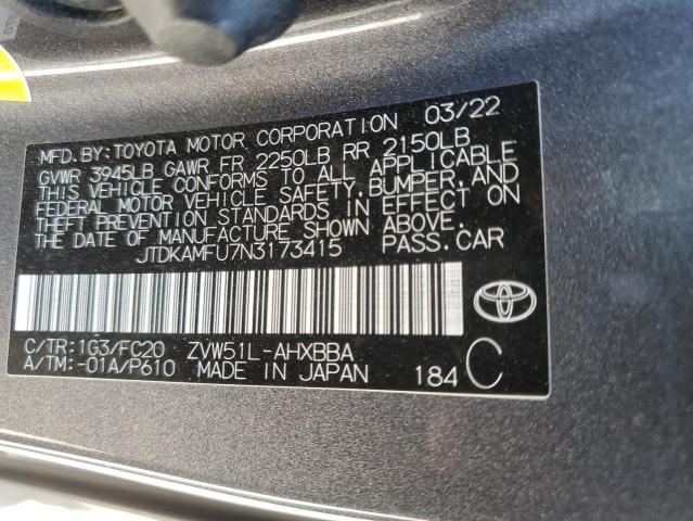 2022 TOYOTA PRIUS NIGH JTDKAMFU7N3173415