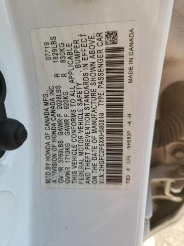 2019 HONDA CIVIC LX 2HGFC2F6XKH580818