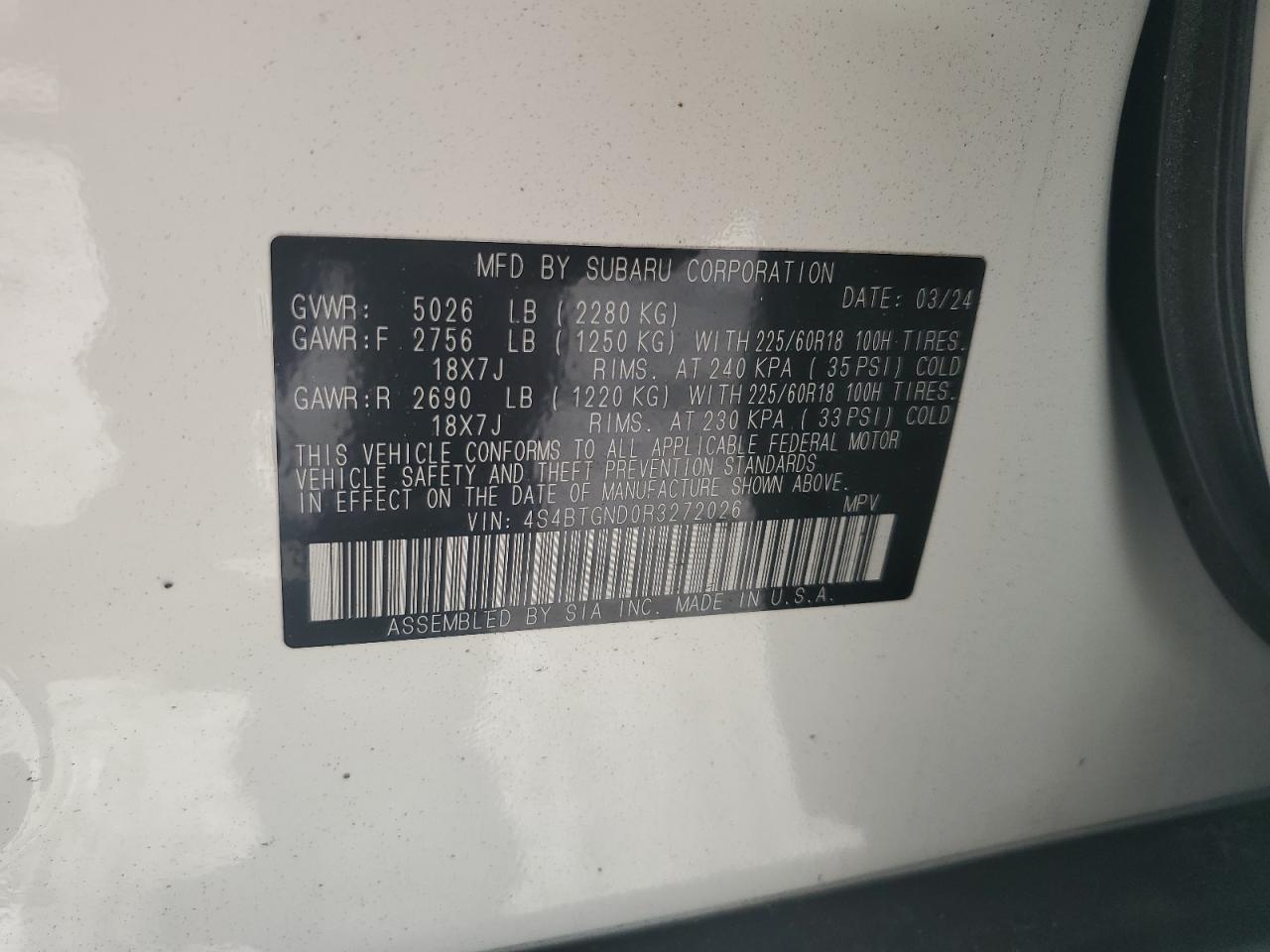 SUBARU OUTBACK LIMITED XT