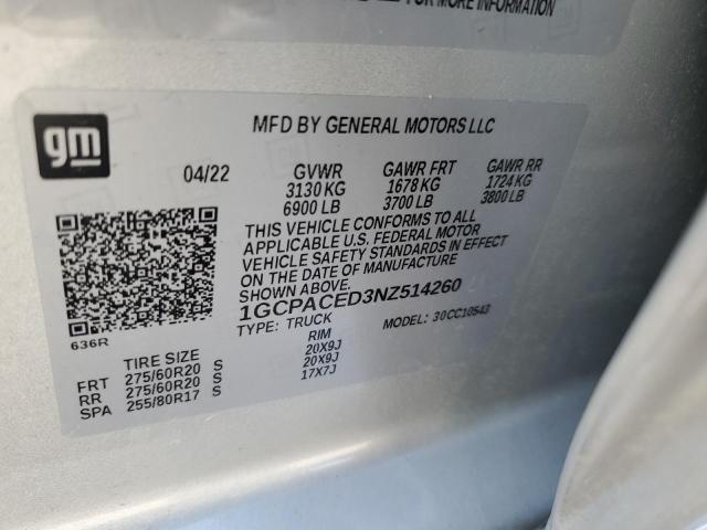 2022 CHEVROLET SILVERADO - 1GCPACED3NZ514260