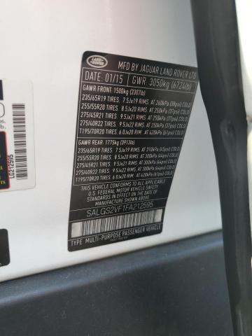 2015 LAND ROVER RANGE ROVE SALGS2VF1FA212595