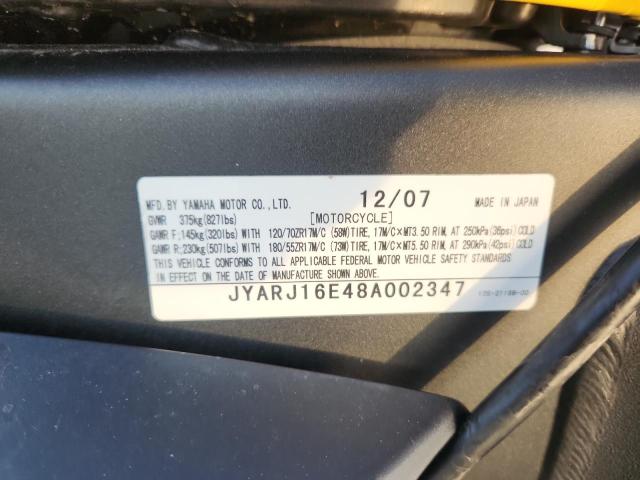 2008 YAMAHA YZFR6 JYARJ16E48A002347