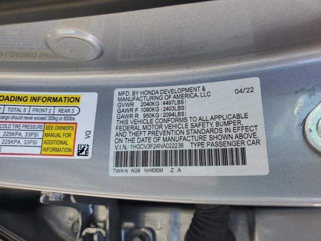 2022 HONDA ACCORD HYBRID SPORT 1HGCV3F24NA022238