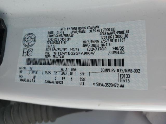 2016 FORD F150 SUPER 1FTEW1EG2GFA90047