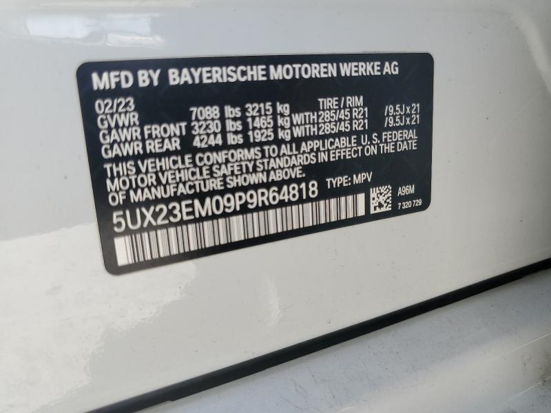 2023 BMW X7 XDRIVE4 5UX23EM09P9R64818