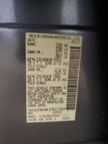 2017 NISSAN MURANO S 5N1AZ2MH1HN192769