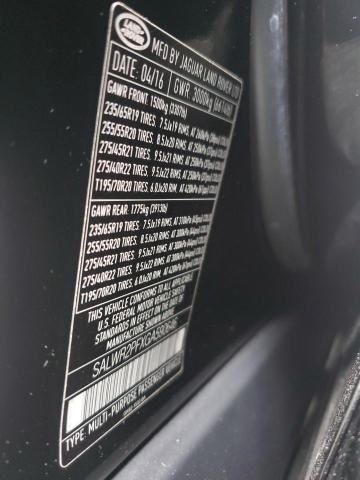 2016 LAND ROVER RANGE ROVE SALWR2PFXGA590646